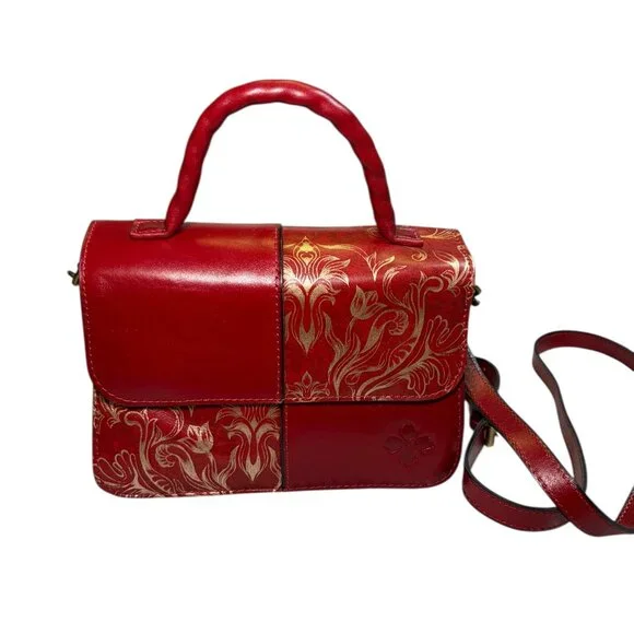 Patricia Nash Garnet Red Leather Crossbody Top Handle Bag - Picture 3 of 8